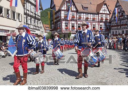 "Fanfare players, historical parade, Schaferlauf festival, Bad Urach, Baden-Wurttemberg, Germany, Europe" View Large Photo Image Stock Photo - "Fanfare players, historical parade, Schaferlauf festival, Bad Urach, Baden-Wurttemberg, Germany, Europe". Fotosearch