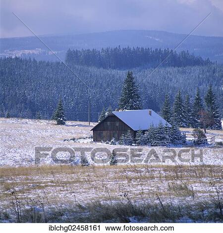 "Farm and snowy forest, Central Bohemia region, Czech Republic, Europe" View Large Photo Image Stock Image - "Farm and snowy forest, Central Bohemia region, Czech Republic, Europe". Fotosearch
