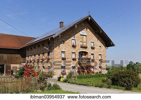Stock Photo - "Farmhouse, Perfall, Eiselfing, Chiemgau, Upper Bavaria, Bavaria, Germany, Europe". Fotosearch