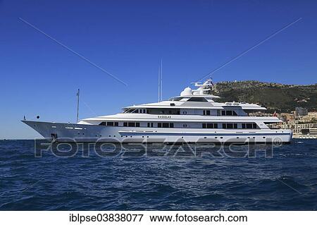 Feadship motor yacht Rasselas at anchor in front of the Principality of Monaco View Large Photo Image Stock Photo - Feadship motor yacht Rasselas at anchor in front of the Principality of Monaco. Fotosearch