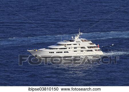 Stock Image - "Feadship Ocean Victory on the Cote d'Azur, France, Mediterranean Sea, Europe". Fotosearch