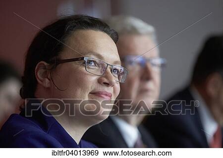 Stock Photo - "Federal Labour Minister Andrea Nahles, 31. 10. 2014, Koblenz Chamber of Crafts, Koblenz, Rhineland-Palatinate, Germany, Europe". Fotosearch