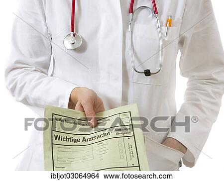 Female doctor holding a medical document of a consultation for the family doctor or attending physician of the patient View Large Photo Image Picture - Female doctor holding a medical document of a consultation for the family doctor or attending physician of the patient. Fotosearch