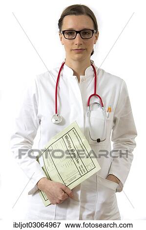 Female doctor holding a medical document of a consultation for the family doctor or attending physician of the patient View Large Photo Image Stock Photo - Female doctor holding a medical document of a consultation for the family doctor or attending physician of the patient. Fotosearch
