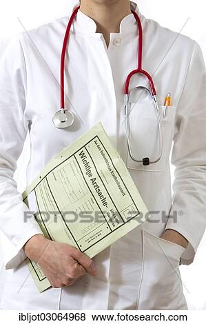 Female doctor holding a medical document of a consultation for the family doctor or attending physician of the patient View Large Photo Image Stock Photo - Female doctor holding a medical document of a consultation for the family doctor or attending physician of the patient. Fotosearch