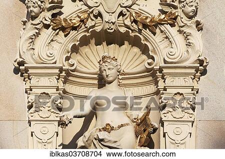 "Female figure holding a lyra, Neo-Baroque sculptural decoration, New Colonnade, Nova kolonada, Marianske Lazne, Karlovy Vary Region, Bohemia, Czech Republic, Europe" View Large Photo Image Picture - "Female figure holding a lyra, Neo-Baroque sculptural decoration, New Colonnade, Nova kolonada, Marianske Lazne, Karlovy Vary Region, Bohemia, Czech Republic, Europe". Fotosearch