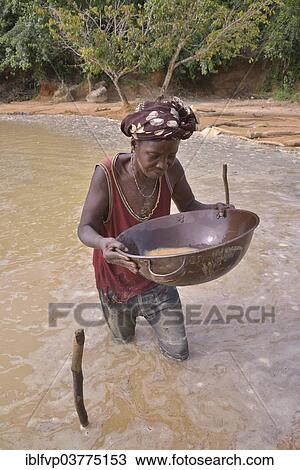 "Female gold panner near Koidu, Kono District, Eastern Province Region, Sierra Leone, Africa" View Large Photo Image Stock Image - "Female gold panner near Koidu, Kono District, Eastern Province Region, Sierra Leone, Africa". Fotosearch