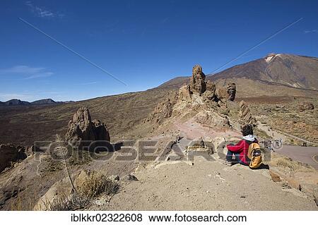 "Female hiker, Los Roques in the Parque Nacional del Teide, Tenerife, Canary Islands, Spain, Europe" View Large Photo Image Stock Photo - "Female hiker, Los Roques in the Parque Nacional del Teide, Tenerife, Canary Islands, Spain, Europe". Fotosearch