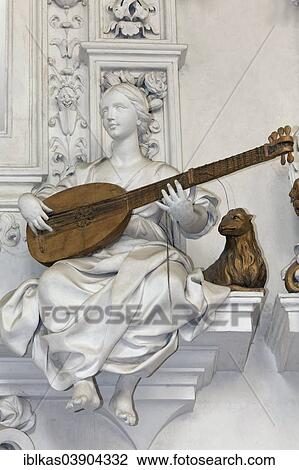 "Female statue playing a stringed instrument, baroque stucco figure by Giacomo Serpotta, Oratorio del Rosario di Santa Cita, Palermo, Sicily, Italy, Europe" View Large Photo Image Stock Image - "Female statue playing a stringed instrument, baroque stucco figure by Giacomo Serpotta, Oratorio del Rosario di Santa Cita, Palermo, Sicily, Italy, Europe". Fotosearch