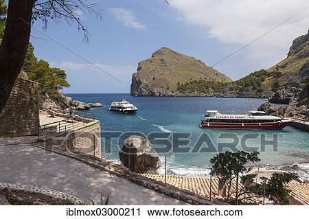 "Ferries in the Bay of La Calobra, Cala de Sa Calobra Bucht, Sa Calobra, Serra de Tramuntana, Majorca, Balearic Islands, Spain, Europe" View Large Photo Image Stock Image - "Ferries in the Bay of La Calobra, Cala de Sa Calobra Bucht, Sa Calobra, Serra de Tramuntana, Majorca, Balearic Islands, Spain, Europe". Fotosearch