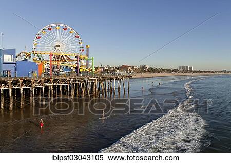 "Ferris wheel at Pacific Park on the Santa Monica Pier and the beach in Santa Monica, Santa Monica, Los Angeles County, California, Kalifornien, United States, North America" View Large Photo Image Stock Photography - "Ferris wheel at Pacific Park on the Santa Monica Pier and the beach in Santa Monica, Santa Monica, Los Angeles County, California, Kalifornien, United States, North America". Fotosearch