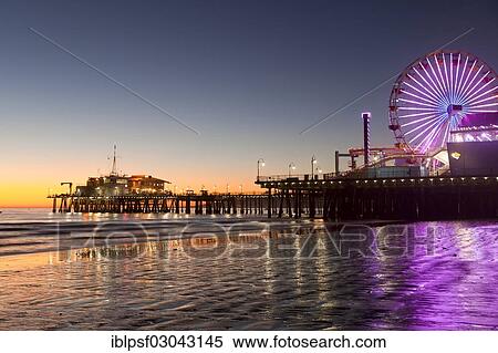 "Ferris wheel at Pacific Park on the Santa Monica Pier and the beach in Santa Monica at dusk, Santa Monica, Los Angeles County, California, Kalifornien, United States, North America" View Large Photo Image Stock Photography - "Ferris wheel at Pacific Park on the Santa Monica Pier and the beach in Santa Monica at dusk, Santa Monica, Los Angeles County, California, Kalifornien, United States, North America". Fotosearch