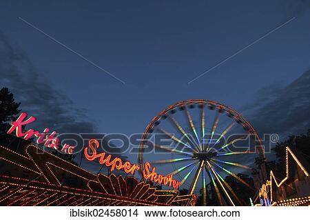 "Ferris wheel at the blue hour, Schuetzenfest festival, Biberach an der Riss, Upper Swabia, Baden-Wuerttemberg, Germany, Europe" View Large Photo Image Picture - "Ferris wheel at the blue hour, Schuetzenfest festival, Biberach an der Riss, Upper Swabia, Baden-Wuerttemberg, Germany, Europe". Fotosearch
