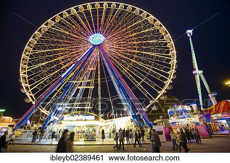 Stock Image - "Ferris wheel, fairground, Stuttgart Beer Festival, Cannstatter Wasen, Bad Cannstatt, Stuttgart, Baden-Wuerttemberg, Germany, Europe". Fotosearch