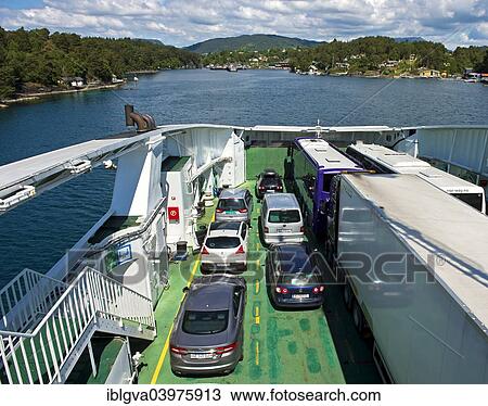 "Ferry carrying vehicles approaching the ferry port of Halhjem, Hordaland, Norway, Europe" View Large Photo Image Stock Image - "Ferry carrying vehicles approaching the ferry port of Halhjem, Hordaland, Norway, Europe". Fotosearch