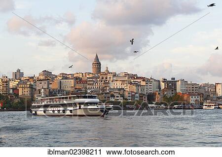 "Ferry, Golden Horn, with the districts of Karakoy and Beyoglu, Galata Tower, Istanbul, european side, Turkey, Europe, Asia" View Large Photo Image Stock Image - "Ferry, Golden Horn, with the districts of Karakoy and Beyoglu, Galata Tower, Istanbul, european side, Turkey, Europe, Asia". Fotosearch