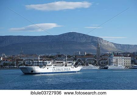 "Ferry in the harbour in front of the historic town centre, Split, Dalmatia, Croatia, Europe" View Large Photo Image Stock Photograph - "Ferry in the harbour in front of the historic town centre, Split, Dalmatia, Croatia, Europe". Fotosearch