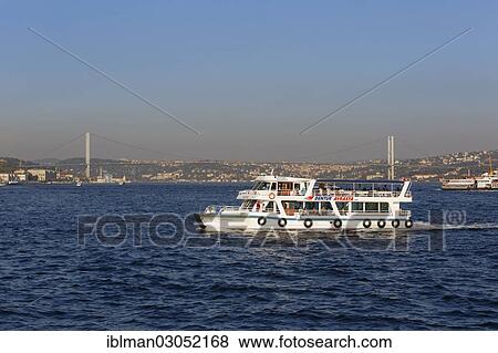 "Ferry on Bosphorus with Bosphorus Bridge, Europe, Asia, Istanbul, asian and european side, Istanbul Province, Turkey, Asia" View Large Photo Image Stock Photo - "Ferry on Bosphorus with Bosphorus Bridge, Europe, Asia, Istanbul, asian and european side, Istanbul Province, Turkey, Asia". Fotosearch