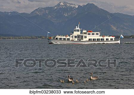 "Ferry on lake Chiemsee, Chiemgau, Upper Bavaria, Bavaria, Germany, Europe" View Large Photo Image Stock Image - "Ferry on lake Chiemsee, Chiemgau, Upper Bavaria, Bavaria, Germany, Europe". Fotosearch