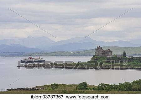 "Ferry passing Duart Castle on the west coast, Craignure, Isle of Mull, Scotland, United Kingdom, Europe" View Large Photo Image Stock Photo - "Ferry passing Duart Castle on the west coast, Craignure, Isle of Mull, Scotland, United Kingdom, Europe". Fotosearch