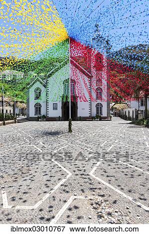 "Festive decorations in front of the parish church of Sao Bento in Ribeira Brava, Funchal, Tabua, Ilha da Madeira, Portugal, Europe" View Large Photo Image Stock Photo - "Festive decorations in front of the parish church of Sao Bento in Ribeira Brava, Funchal, Tabua, Ilha da Madeira, Portugal, Europe". Fotosearch