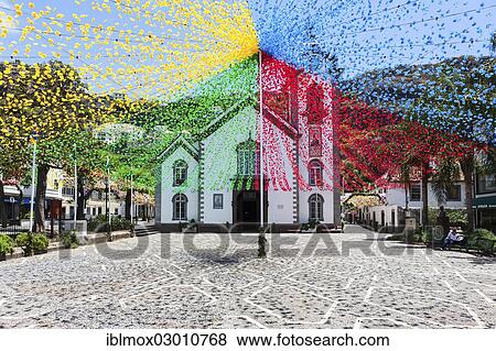 "Festive decorations in front of the parish church of Sao Bento in Ribeira Brava, Funchal, Tabua, Ilha da Madeira, Portugal, Europe" View Large Photo Image Stock Photo - "Festive decorations in front of the parish church of Sao Bento in Ribeira Brava, Funchal, Tabua, Ilha da Madeira, Portugal, Europe". Fotosearch
