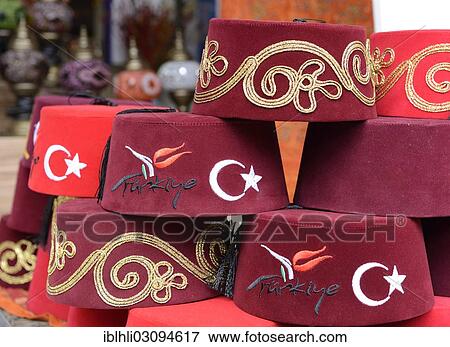 "Fez, traditional Turkish head-covering, as souvenirs, souvenir stand, Istanbul, Istanbul Province, Turkey, Asia" View Large Photo Image Stock Photo - "Fez, traditional Turkish head-covering, as souvenirs, souvenir stand, Istanbul, Istanbul Province, Turkey, Asia". Fotosearch