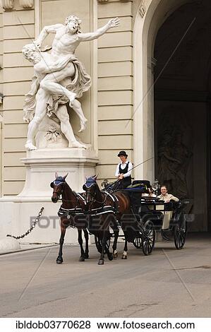 Stock Photo - "Fiaker, horse-drawn carriage in front of the Hofburg, Vienna, Austria, Europe". Fotosearch