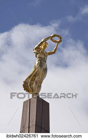 Stock Image - "Figure on the Memorial Monument on Constitution Square, City of Luxembourg, Luxembourg, Europe, PublicGround, Europe". Fotosearch