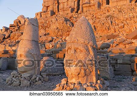 Stock Photography - "Figures of the gods Apollo Mithras and Herakles-Artagnes, East Terrace, grave of King Antiochus I, Mount Nemrut, Nemrut Dagi, Adiyaman Province, Southeastern Anatolia Region, Anatolia, Turkey, Asia". Fotosearch