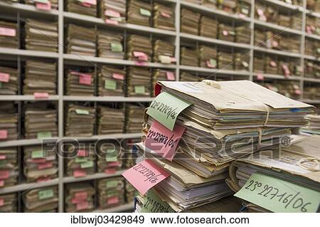 Stock Photo - "Files in file storage, file cellar, Munich Palace of Justice, Munich, Upper Bavaria, Bavaria, Germany, Europe". Fotosearch