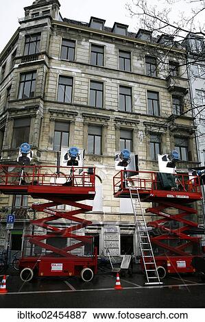 "Film lighting, film shoot in an old building lit from the outside, Cologne, North Rhine-Westphalia, Germany, Europe" View Large Photo Image Stock Photo - "Film lighting, film shoot in an old building lit from the outside, Cologne, North Rhine-Westphalia, Germany, Europe". Fotosearch