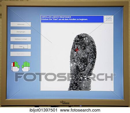 "Fingerprints and handprints being recorded by digital scanner, physical identification of a suspect in a criminal investigation by the Criminal Investigation Department, re-enacted scene" View Large Photo Image Stock Image - "Fingerprints and handprints being recorded by digital scanner, physical identification of a suspect in a criminal investigation by the Criminal Investigation Department, re-enacted scene". Fotosearch