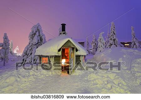 "Finnish Kota in a snow-covered landscape, Iso Syote, Lapland, Finland, Europe" View Large Photo Image Stock Photo - "Finnish Kota in a snow-covered landscape, Iso Syote, Lapland, Finland, Europe". Fotosearch