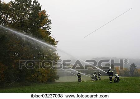 Stock Photo - "Fire drill of the Willersdorf volunteer fire service, Willersdorf, Burgenland, Austria, Europe". Fotosearch
