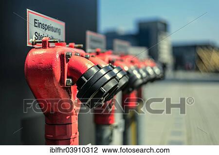 "Fire fighting water connections in a row, Medienhafen, Dusseldorf, North Rhine-Westphalia, Germany, Europe" View Large Photo Image Stock Image - "Fire fighting water connections in a row, Medienhafen, Dusseldorf, North Rhine-Westphalia, Germany, Europe". Fotosearch