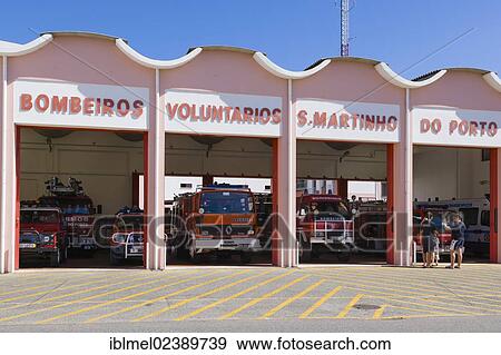 Stock Photo - "Fire station, Sao Martinho do Porto, Alcobaca, Oeste, Leiria District, Portugal, Europe". Fotosearch