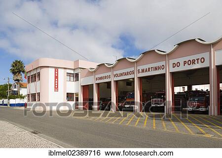 Stock Photograph - "Fire station, Sao Martinho do Porto, Alcobaca, Oeste, Leiria District, Portugal, Europe". Fotosearch