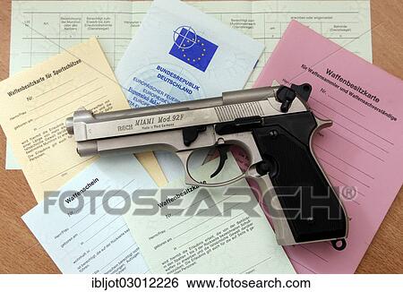 "Firearm, automatic gun, different types of firearms licenses and gun control cards for sport shooters, weapon collectors, national identity card and European firearms pass, Germany, Europe" View Large Photo Image Stock Photograph - "Firearm, automatic gun, different types of firearms licenses and gun control cards for sport shooters, weapon collectors, national identity card and European firearms pass, Germany, Europe". Fotosearch