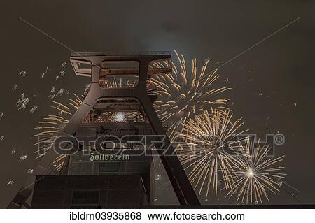 "Fireworks display at the GluckAuf2010 cultural event, opening event for the European Capital of Culture year, on the site of Zeche Zollverein, Essen, North Rhine-Westphalia, Germany, Europe" View Large Photo Image Stock Photo - "Fireworks display at the GluckAuf2010 cultural event, opening event for the European Capital of Culture year, on the site of Zeche Zollverein, Essen, North Rhine-Westphalia, Germany, Europe". Fotosearch