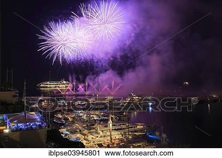 "Fireworks over Port Hercule with yachts and cruise ship, fireworks competition, participating country Poland, Principality of Monaco" View Large Photo Image Stock Image - "Fireworks over Port Hercule with yachts and cruise ship, fireworks competition, participating country Poland, Principality of Monaco". Fotosearch