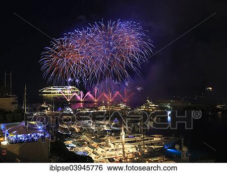 "Fireworks over Port Hercule with yachts and cruise ship, fireworks competition, participating country Poland, Principality of Monaco" View Large Photo Image Stock Photograph - "Fireworks over Port Hercule with yachts and cruise ship, fireworks competition, participating country Poland, Principality of Monaco". Fotosearch