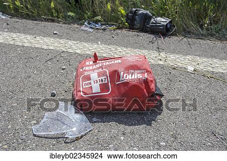"First aid bag lying on the ground, crash site, Baden-Wuerttemberg, Germany, Europe" View Large Photo Image Picture - "First aid bag lying on the ground, crash site, Baden-Wuerttemberg, Germany, Europe". Fotosearch