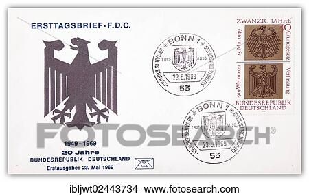 "First day cover, 20 years of the Federal Republic of Germany, 23rd May 1969" View Large Photo Image Picture - "First day cover, 20 years of the Federal Republic of Germany, 23rd May 1969". Fotosearch