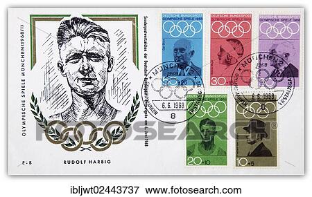 "First day cover, Munich Olympic Games, special stamp for Rudolf Harbig, 6th June 1968" View Large Photo Image Stock Photo - "First day cover, Munich Olympic Games, special stamp for Rudolf Harbig, 6th June 1968". Fotosearch