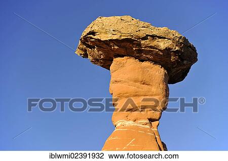 Stock Image - "First Hoodoo or Toadstool Hoodoo or Lucky Luke, Toadstool Hoodoos, Rimrocks, Grand Staircase-Escalante National Monument, GSENM, Utah, USA". Fotosearch