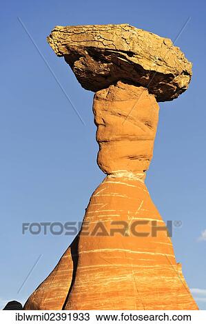 Stock Image - "First Hoodoo or Toadstool Hoodoo or Lucky Luke, Toadstool Hoodoos, Rimrocks, Grand Staircase-Escalante National Monument, GSENM, Utah, USA". Fotosearch