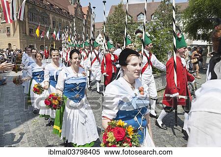 "Fischer girls and white fishermen during a parade in front of the Town Hall, Fischerstechen or water jousting festival, Ulm, Baden-Wurttemberg, Germany, Europe" View Large Photo Image Stock Photography - "Fischer girls and white fishermen during a parade in front of the Town Hall, Fischerstechen or water jousting festival, Ulm, Baden-Wurttemberg, Germany, Europe". Fotosearch