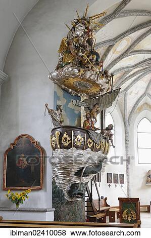 "Fischerkanzel pulpit in the Parish Church of St. Peter, Fischlham, Hausruckviertel region, Upper Austria, Austria, Europe" View Large Photo Image Stock Photo - "Fischerkanzel pulpit in the Parish Church of St. Peter, Fischlham, Hausruckviertel region, Upper Austria, Austria, Europe". Fotosearch