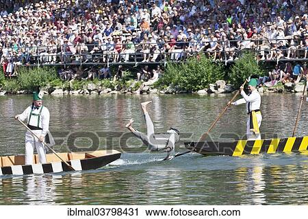 "Fischerstechen or water jousting festival on the Danube River, Ulm, Baden-Wurttemberg, Germany, Europe" View Large Photo Image Stock Image - "Fischerstechen or water jousting festival on the Danube River, Ulm, Baden-Wurttemberg, Germany, Europe". Fotosearch